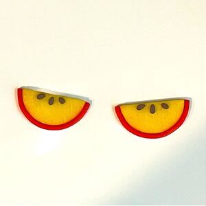 NEW Halved Red Apple Polymer Clay & Resin Stud Earrings